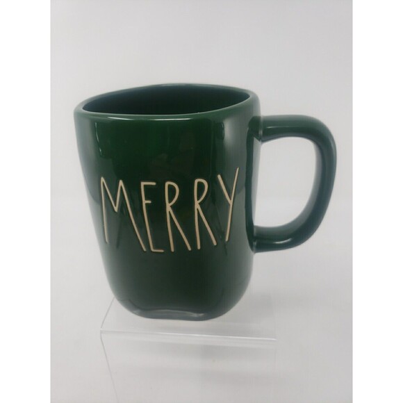 Rae Dunn MERRY Coffee Tea Mug Large Green Christmas New Ceramic - Picture 1 of 12